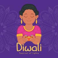 diwali poster traditioneel Indisch viering vector