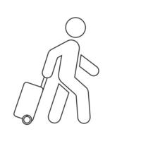 wandelende man met bagagepictogram mensen in beweging actieve levensstijl teken vector
