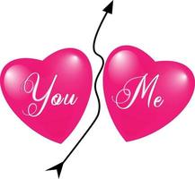 roze liefdeshart met jou en mij tekst vector