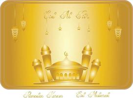 ramadan kareem of eid al fitr, achtergrond met gouden moskee vector