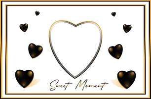 frame art zoet moment met gouden hart vector