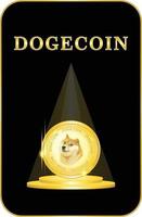 doge munt crypto valuta op het podium met spotlight vector