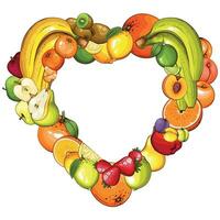 fruit kader Aan wit achtergrond. kleurrijk kader met fruit illustratie, fruit mengen. fruit sjabloon ontwerp vector