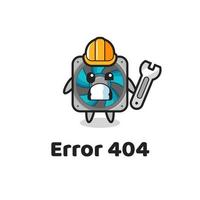 error 404 met de schattige computerfanmascotte vector