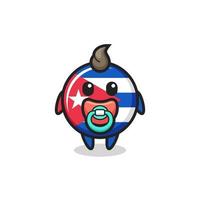 baby cuba vlag badge stripfiguur met fopspeen vector