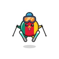 kameroen vlag badge mascotte karakter als skiër vector