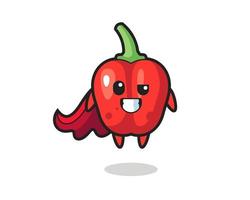 het schattige rode paprika-personage als een vliegende superheld vector