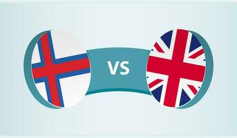 Faeröer eilanden versus Verenigde koninkrijk, team sport- wedstrijd concept. vector
