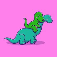 schattig brontosaurus brengen baby dino tekenfilm vector illustratie. vlak tekenfilm concept.