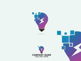 technologie licht lamp logo ontwerp. lamp logo ontwerp. idee techniek. energie. elektriciteit. bedrijf. slim. financiën. kleurrijk. tech vector