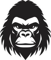 aap majesteit in zwart emblematisch kunst gorilla majesteit in eenvoud logo ontwerp vector