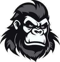 aap majesteit in eenvoud emblematisch logo dieren in het wild monochroom genade gorilla icoon vector