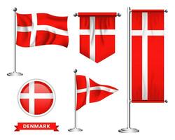 vector reeks van de nationaal vlag van Denemarken in divers creatief ontwerpen