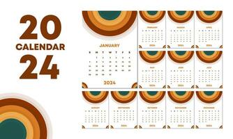 2024 gemakkelijk kalender ontwerp sjabloon vector