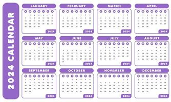 2024 maandelijks kalender sjabloon vector