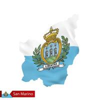 san marino kaart met golvend vlag van san marino. vector