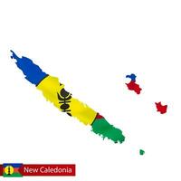 nieuw Caledonië kaart met golvend vlag van land. vector