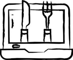 laptop voedsel hand- getrokken vector illustratie