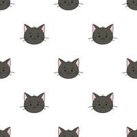 zwart kat uiteinde van een loop patroon. kat karakter is in tekening stijl voor ontwerpen baby kleren. hand- getrokken naadloos patroon met tekenfilm katje. Boheems kinderkamer afdrukken. vector illustratie