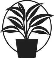 ingemaakt kalmte in zwart en wit emblematisch ontwerp stedelijk tuin uitmuntendheid monochroom pot symbool vector