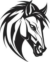 edele ros ambassadeur iconisch symbool safari schildwacht in monochroom paard embleem vector