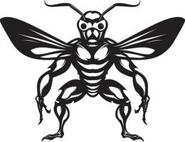 simplistisch schoonheid in zwart gespierd insect icoon roofdier silhouet majesteit minimalistische embleem vector