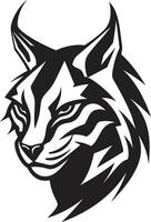 edele jager ambassadeur iconisch symbool safari schildwacht in monochroom lynx embleem vector