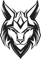 embleem van bevallig jacht monochromatisch icoon majestueus lynx majesteit zwart embleem ontwerp vector