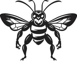 emblematisch insect uitmuntendheid machtig kunst vorstelijk verdediger horzel embleem ontwerp vector