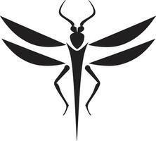 insect majesteit in zwart logo icoon iconisch bidsprinkhaan in monochroom vector symbool