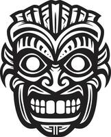 tribal traditie zwart tiki masker logo silhouet cultureel icoon monochroom tiki masker symbool vector