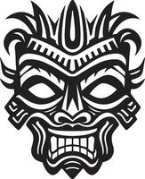 majestueus embleem van inheems cultuur elegant icoon simplistisch kunstenaarstalent zwart vector tiki masker