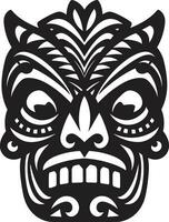 oude icoon van erfgoed monochroom tiki embleem tribal totem majesteit vector embleem in zwart