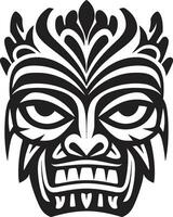 aard cultureel erfgoed emblematisch totem embleem majestueus tiki traditie logo ontwerp met monochroom tiki masker vector