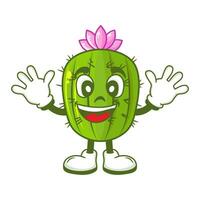 vector schattig cactus tekenfilm tekens illustratie glimlachen in kawaii stijl