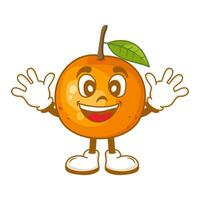 vector schattig oranje fruit tekenfilm tekens illustratie glimlachen in kawaii stijl