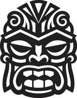 oude icoon van tribal wijsheid vector tiki silhouet tribal totem majesteit emblematisch ontwerp met monochroom tiki
