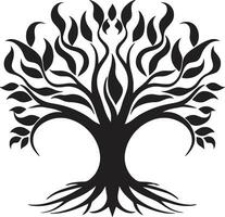 tijdloos boom uitmuntendheid zwart logo kunst simplistisch gebladerte silhouet emblematisch icoon vector