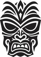 majestueus tiki erfgoed logo ontwerp met zwart tiki masker vorstelijk embleem van cultureel erfenis modern zwart icoon vector