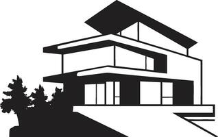 woon- icoon van elegantie echt landgoed logo strak villa onroerend goed modern monochroom embleem vector