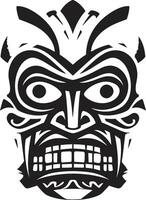 ingewikkeld tiki totem iconisch monochromatisch vector embleem tribal traditie zwart tiki masker logo silhouet