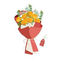 boeket van roos. roos boeket vector illustratie. liefde bloem. bloemen boeket verpakt in geschenk papier. geschenk voor speciaal dag, Leuk vinden verjaardag, Valentijn dag, vrouwen dag, Moederdag