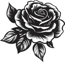 symbool van tuinen perfectie roos vector icoon natuur in monochroom kalmte emblematisch bloemen kunst