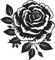 majestueus roos in zwart vector embleem tijdloos bloesems elegant roos icoon