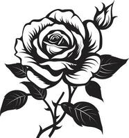 emblematisch roos serenade logo symbool in monochroom tijdloos tuin majesteit modern roos embleem vector