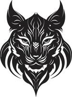 kalmte in monochroom lynx icoon ontwerp edele lynx majesteit zwart logo kunst vector