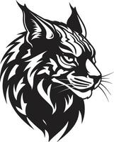 emblematisch wilde kat uitmuntendheid logo symbool kalmte in monochroom lynx icoon kunst vector