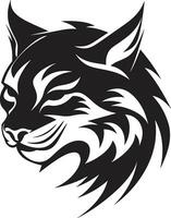 elegantie van de Woud zwart lynx silhouet edele lynx embleem monochromatisch symbool vector