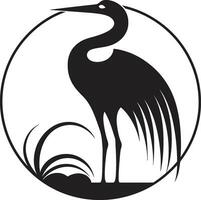abstract reiger logo icoon gestileerde zwart reiger embleem vector
