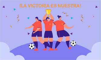 zege voor de Spaans Dames s nationaal Amerikaans voetbal team vector